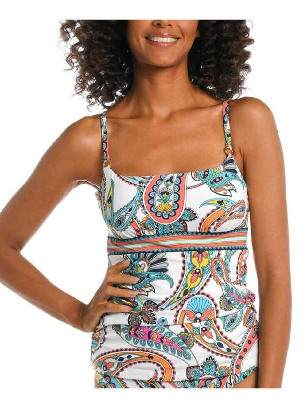 La Blanca Paisley Underwire Tankini Top size 10